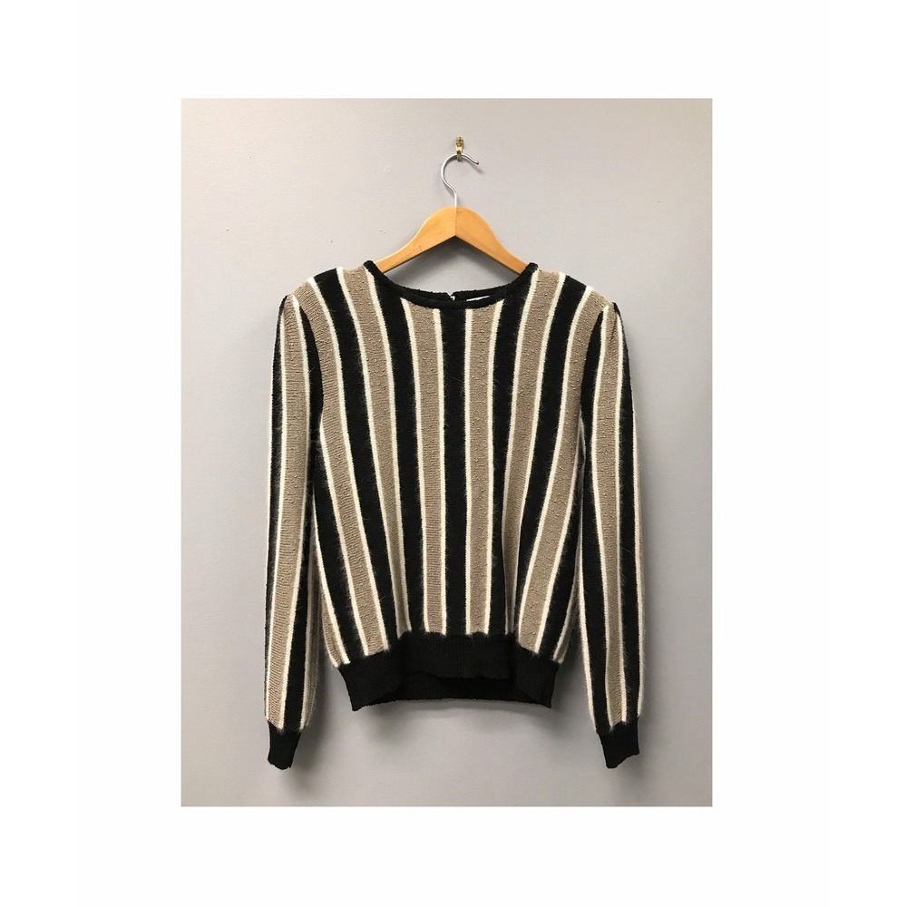 vintage 1980s striped sweater‎ M retro petite 80s - Picture 7 of 7